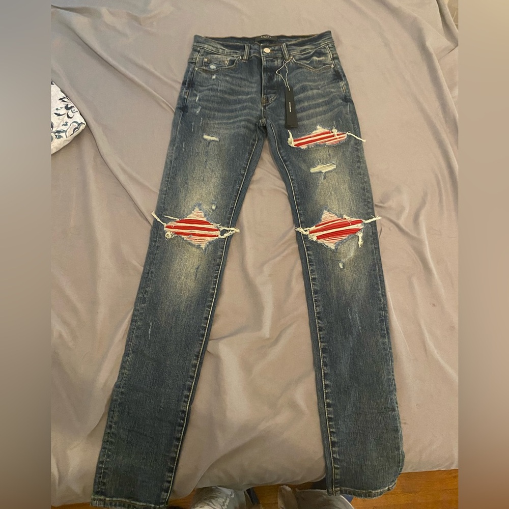 Amiri Mx1 Red Suede Classic Indigos Size 30